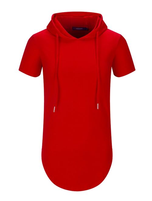 Aiyino Men's Hipster Hip Hop Long Sleeve Longline Pullover Hoodies Shirts