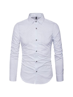 MUSE FATH Men's Printed Cotton Casual Long Sleeve Regular Fit Dress Shirt