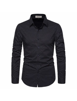 MUSE FATH Men's Printed Cotton Casual Long Sleeve Regular Fit Dress Shirt