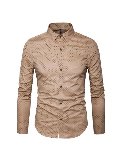 MUSE FATH Men's Printed Cotton Casual Long Sleeve Regular Fit Dress Shirt