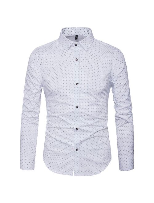 MUSE FATH Men's Printed Cotton Casual Long Sleeve Regular Fit Dress Shirt