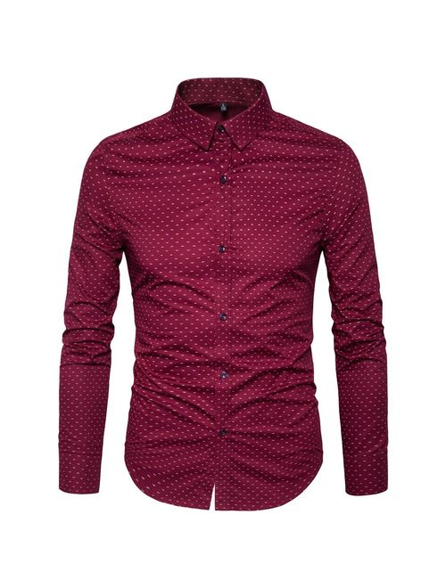 MUSE FATH Men's Printed Cotton Casual Long Sleeve Regular Fit Dress Shirt