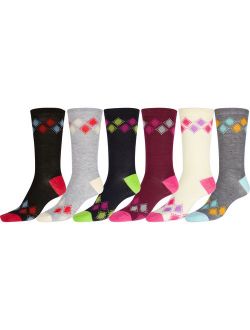 Sakkas Women's Poly Blend Soft and Stretchy Crew Pattern Socks Assorted 6-pack