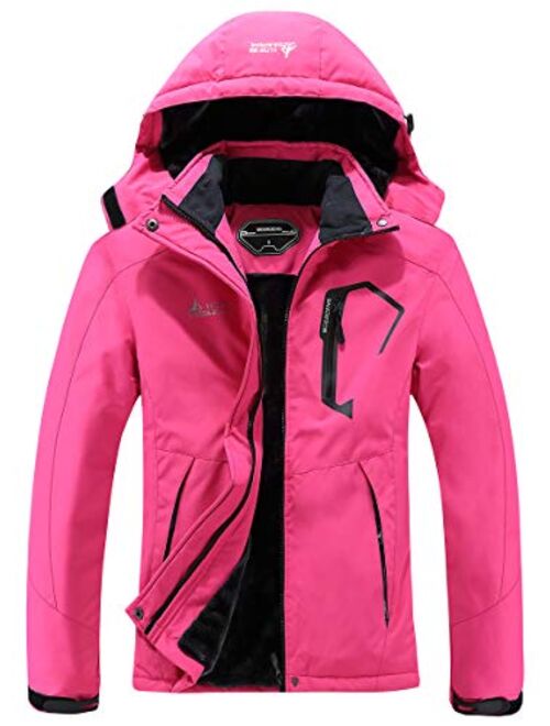 MOERDENG Women's Waterproof Ski Jacket Warm Winter Snow Coat Mountain Windbreaker Hooded Raincoat Jacket