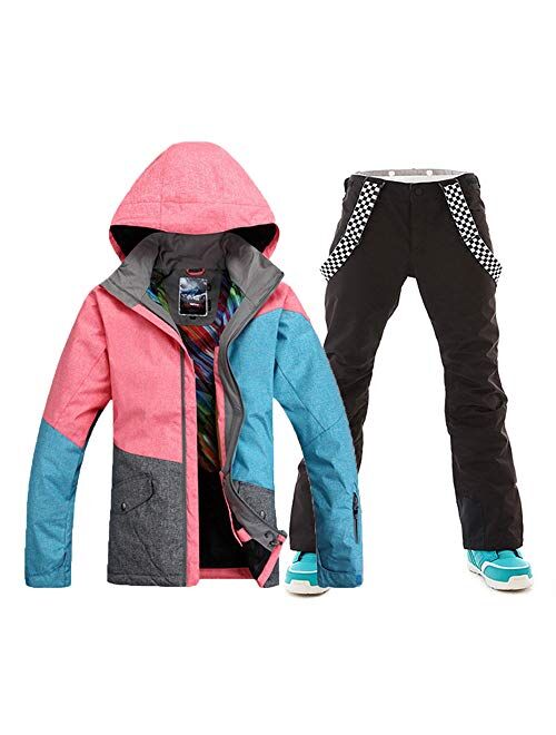 GS SNOWING Women's Waterproof Windproof Snowboard Suit Ski Coat & Pants