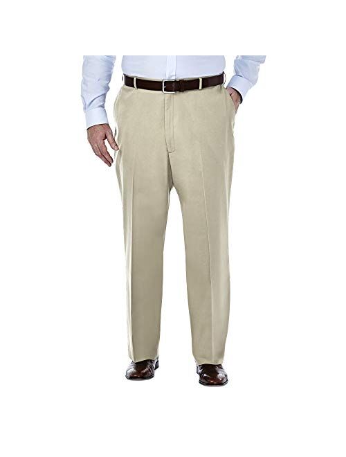 Haggar Men's Premium No-Iron Classic-Fit Expandable-Waist Pleat-Front Pant