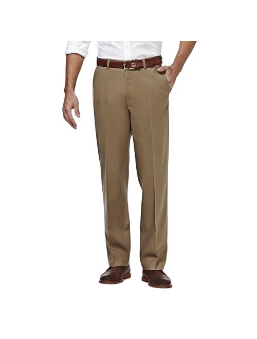 Haggar Men's Premium No-Iron Classic-Fit Expandable-Waist Pleat-Front Pant