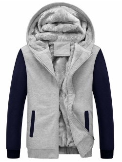 Yeokou Men's Winter Thicken Fleece Sherpa Lined Zipper Hoodie Sweatshirt Jacket