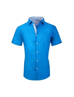 Alex Vando Mens Dress Shirts Casual Regular Fit Short Sleeve Men Shirt