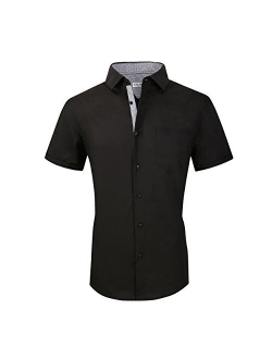 Alex Vando Mens Dress Shirts Casual Regular Fit Short Sleeve Men Shirt