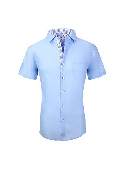 Alex Vando Mens Dress Shirts Casual Regular Fit Short Sleeve Men Shirt