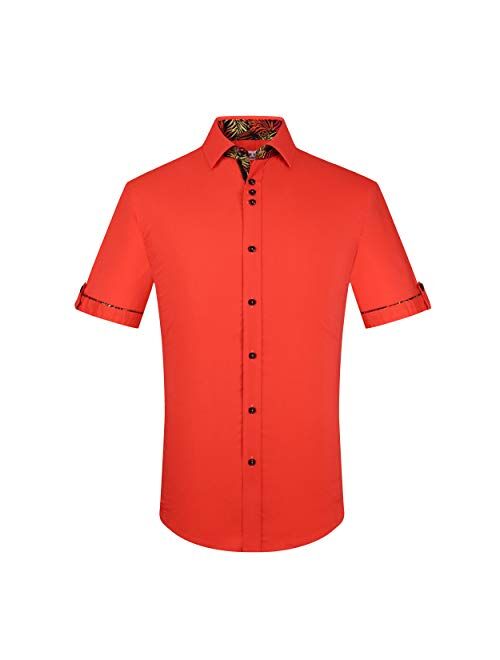 Alex Vando Mens Dress Shirts Casual Regular Fit Short Sleeve Men Shirt