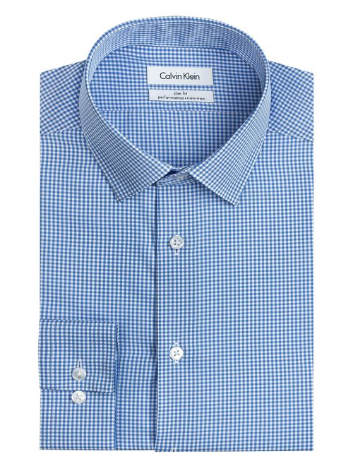 Calvin Klein Men's Gingham Non Iron Slim Fit Dress Shirt