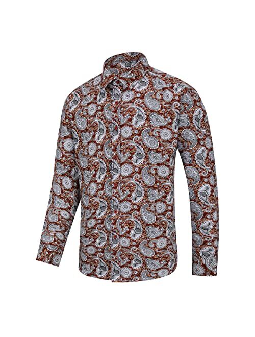 Cloudstyle Mens Paisley Shirt Long Sleeve Dress Shirt Button Down Casual Slim Fit
