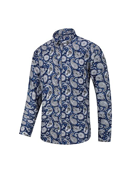 Cloudstyle Mens Paisley Shirt Long Sleeve Dress Shirt Button Down Casual Slim Fit