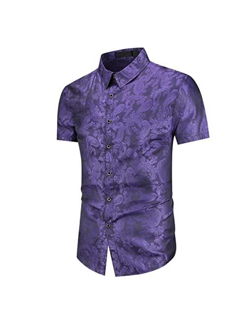 Cloudstyle Mens Paisley Shirt Long Sleeve Dress Shirt Button Down Casual Slim Fit