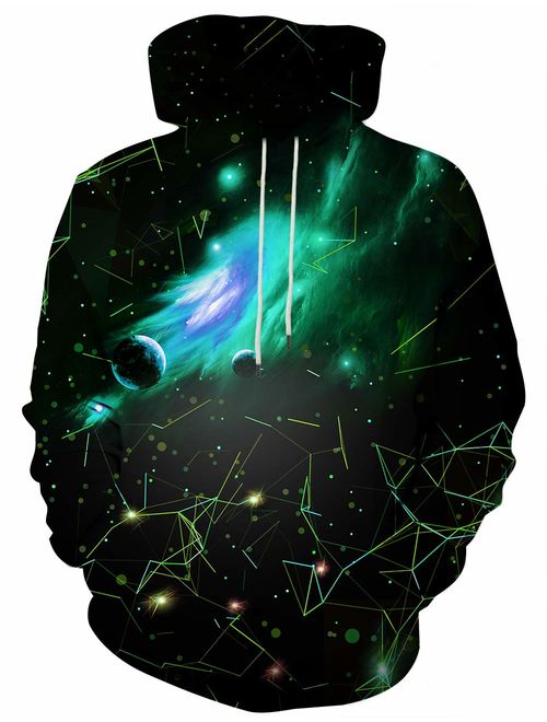 Hgvoetty Unisex 3D Graphic Print Hoodies Graphic Space Pullover Hooded Sweatshirts for Men Women