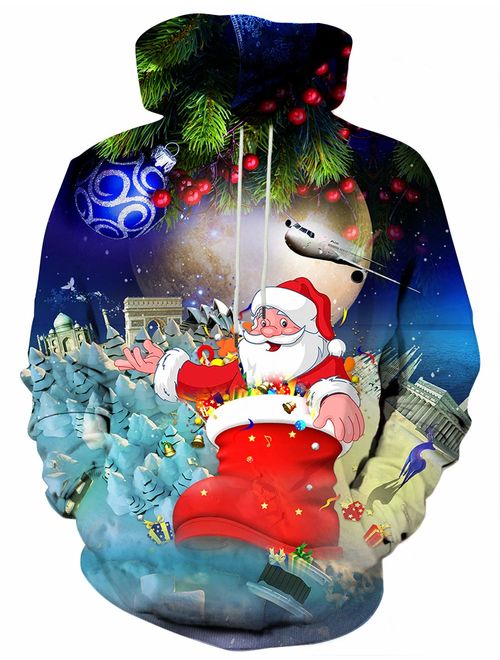 Hgvoetty Unisex 3D Graphic Print Hoodies Graphic Space Pullover Hooded Sweatshirts for Men Women