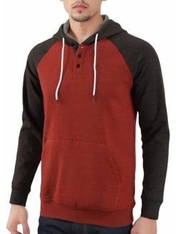 Estepoba Men's Casual Long Sleeve Henley Sweatshirt Knit Fleece Hoodie Pullover