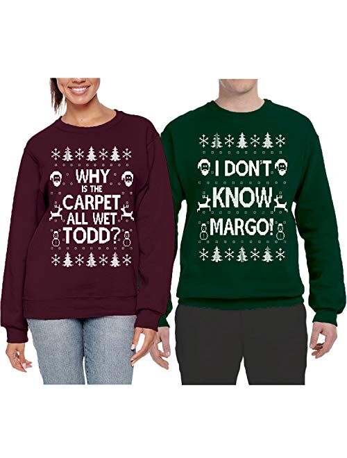 Wild Bobby Why is The Carpet All Wet Todd Margo Couples Ugly Christmas Vacation Sweatshirts