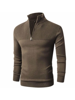 LTIFONE Men Sweater,Slim Zipper,Polo Sweater Casual Long Sleeve and Pullover with Ribbing Edge