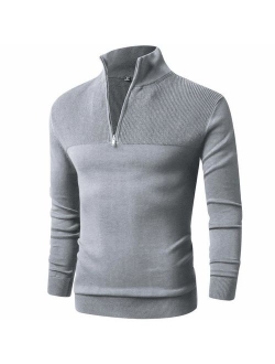 LTIFONE Men Sweater,Slim Zipper,Polo Sweater Casual Long Sleeve and Pullover with Ribbing Edge