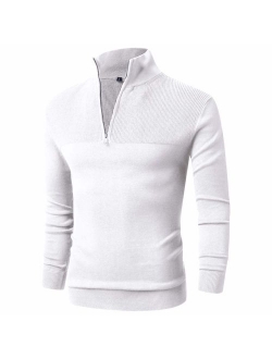 LTIFONE Men Sweater,Slim Zipper,Polo Sweater Casual Long Sleeve and Pullover with Ribbing Edge