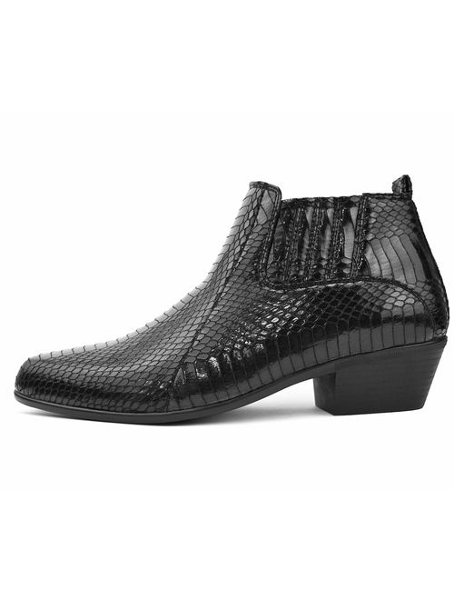 Bolano The Original Men's Exotic Demi Dress Boot in Faux Snake Print Pattern, Style Adder