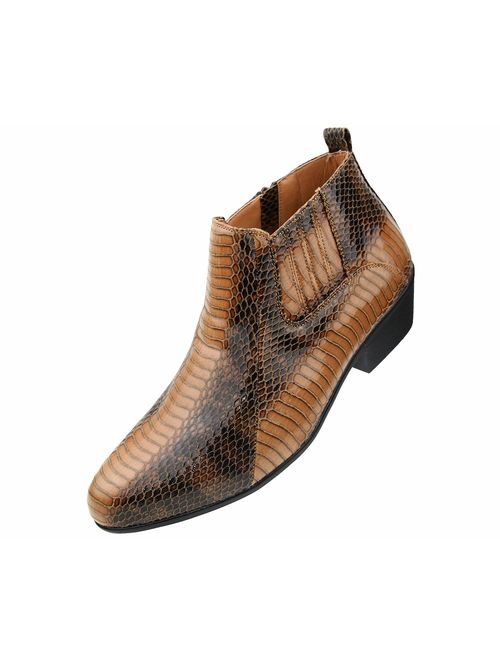 Bolano The Original Men's Exotic Demi Dress Boot in Faux Snake Print Pattern, Style Adder