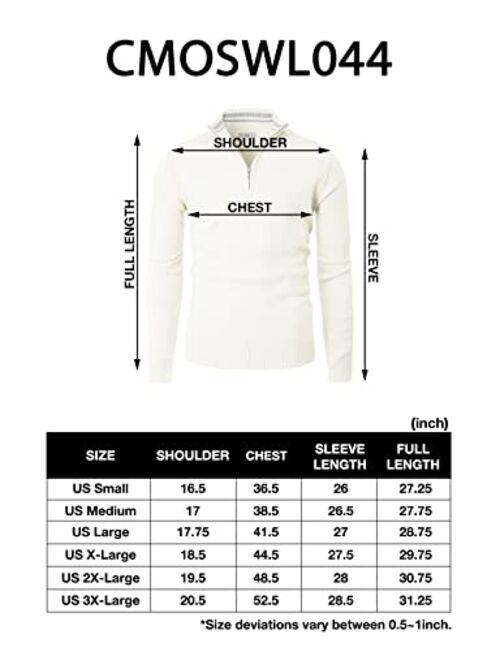 H2H Mens Casual Slim Fit Pullover Sweaters Long Sleeve Knitted Fabric Zip Up Mock Neck Polo Sweater