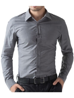 Paul Jones Men's Solid Dress Shirt Long Sleeve Button Casual Shirt