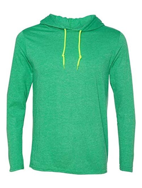 Anvil Cotton Solid Lightweight Long-Sleeve Hooded T-Shirt