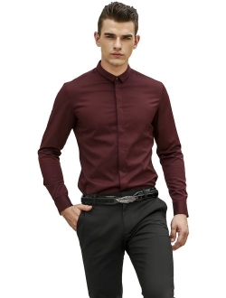 XTAPAN Men's Long Sleeve Casual Slim Fit Business Button Down Dress Shirt