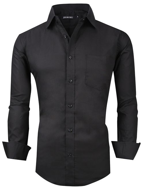 XTAPAN Men's Long Sleeve Casual Slim Fit Business Button Down Dress Shirt