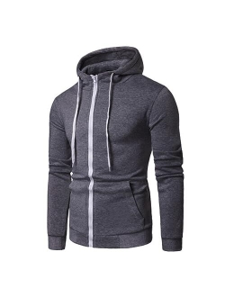 ZUEVI Men's Casual Striped Drawstring Hooded and Zipper Closure Hoodies