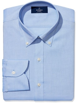 Amazon Brand - BUTTONED DOWN Men's Slim Fit Button-Collar Solid Pinpoint Dress Shirt, Supima Cotton Non-Iron