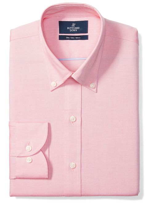 Amazon Brand - BUTTONED DOWN Men's Slim Fit Button-Collar Solid Pinpoint Dress Shirt, Supima Cotton Non-Iron