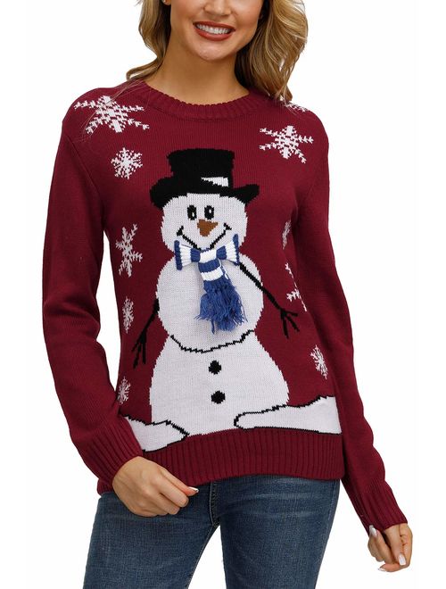 Pink Queen Women's Knitted Pullover Ugly Christmas Sweater Jumpers