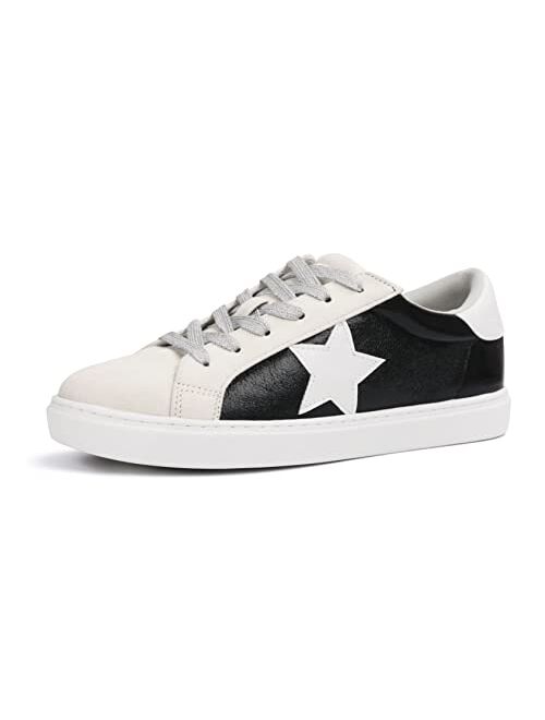 PARTY Women's Fashion Star Sneaker Lace Up Low Top Comfortable Cushioned Walking Shoes