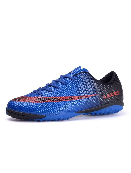 LEOCI Mens Football Shoes Boots Cleats High Ankle Soccer Boys Football Shoes Indoor Futsal Training Soccer Non-Slip