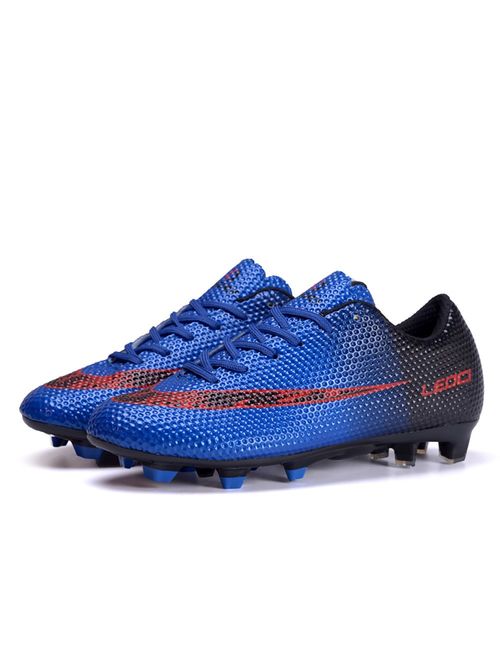 LEOCI Mens Football Shoes Boots Cleats High Ankle Soccer Boys Football Shoes Indoor Futsal Training Soccer Non-Slip