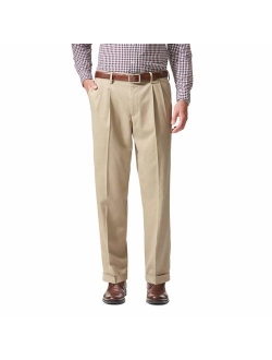 Men's Relaxed Fit Comfort Khaki Pleated Pants