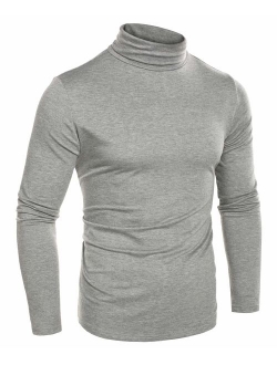 Mens Slim Fit Basic Thermal Turtleneck T Shirts Casual Knitted Pullover Sweaters