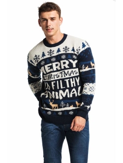 Unisex Men's Ugly Christmas Sweater Knit Funny Fairisle Filthy Animal Pullover