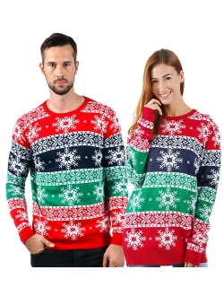 uideazone Unisex Ugly Christmas Sweaters Long Sleeve Round Neck Knitted Sweater Pullover for Xmas Party Celebrations