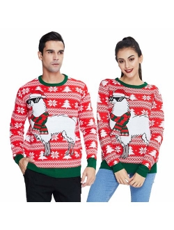 uideazone Unisex Ugly Christmas Sweaters Long Sleeve Round Neck Knitted Sweater Pullover for Xmas Party Celebrations