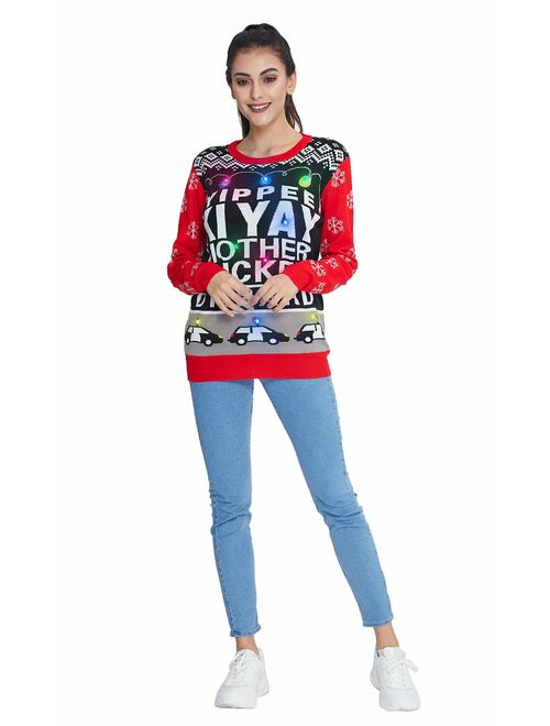 uideazone Unisex Ugly Christmas Sweaters Long Sleeve Round Neck Knitted Sweater Pullover for Xmas Party Celebrations