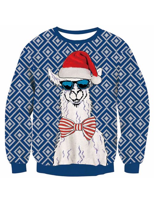 uideazone Unisex Ugly Christmas Sweaters Long Sleeve Round Neck Knitted Sweater Pullover for Xmas Party Celebrations