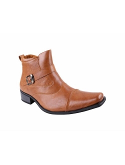 Delli Aldo Men's Buckle Strap Ankle High Dress Boots Shoes