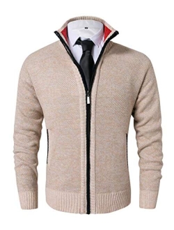 Vcansion Men's Classic Soft Thick Knitted Cardigan Sweaters Long Sleeve Full Zip